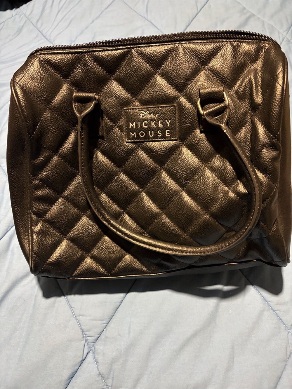 Quilted Black Satchel Handbag with Mickey Charm - Picture 2 of 2
